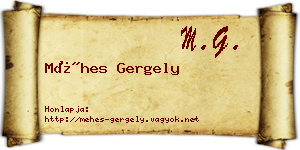 Méhes Gergely névjegykártya